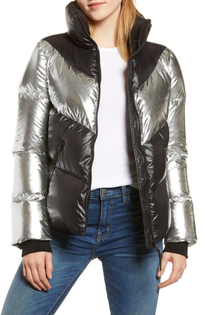 Women's Mackage Water Repellent Down Hooded Jacket - Black