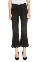 Women's Frame Schiffly High Waist Scalloped Hem Crop Flare Jeans - Black