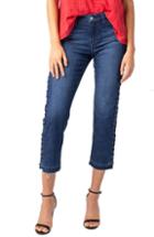 Women's Liverpool Sadie Grommet High Waist Crop Straight Leg Jeans - Blue