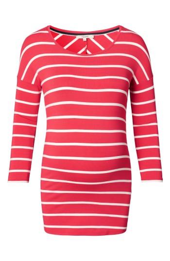 Women's Noppies Lila Stripe Maternity Tee, Size - Coral
