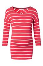 Women's Noppies Lila Stripe Maternity Tee, Size - Coral