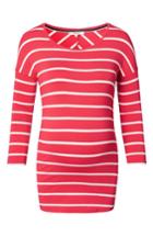 Women's Noppies Lila Stripe Maternity Tee, Size - Coral