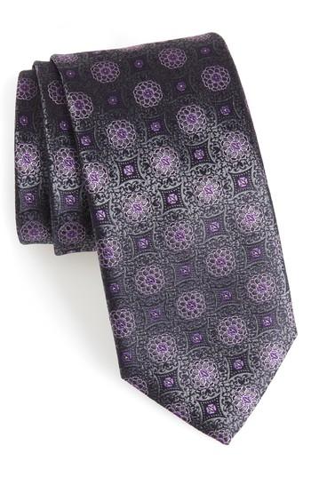 Men's Canali Medallion Silk Tie, Size X-long - Grey