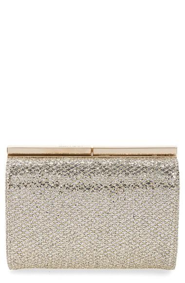 Jimmy Choo 'cate' Glitter Box Clutch - Beige