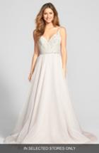 Women's Hayley Paige Roxanne Beaded Bodice Gown, Size - Ivory