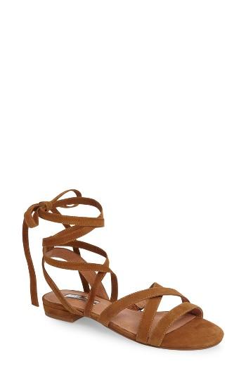 Women's Halogen Frances Ankle Wrap Sandal .5 M - Brown