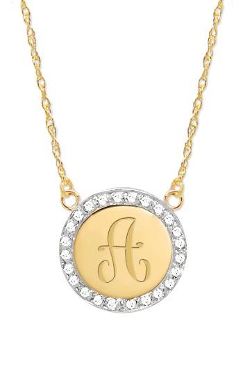 Women's Jane Basch Designs Diamond Halo Initial Pendant Necklace
