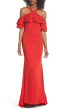 Women's Jarlo Dianne Ruffle Top Halter Gown - Red