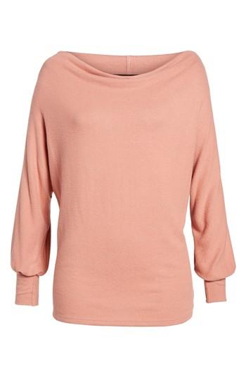 Women's Gibson Drape Dolman Cozy Fleece Top - Pink