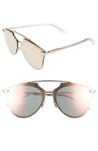 Women's Dior Reflected Prism 63mm Oversize Mirrored Brow Bar Sunglasses - Gold/ Crystal