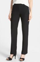 Petite Women's Eileen Fisher Straight Leg Crepe Pants, Size P - Black