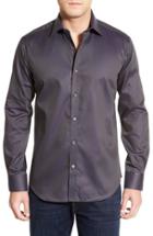 Men's Bugatchi Shaped Fit Stripe Sport Shirt, Size - Blue