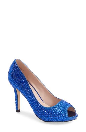 Women's Lauren Lorraine 'paula' Peep Toe Pump M - Blue