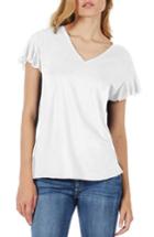 Women's Michael Stars Ruffle Sleeve V-neck Tee, Size - White