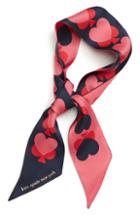 Women's Kate Spade New York Spade Hearts Skinny Silk Scarf, Size - Blue