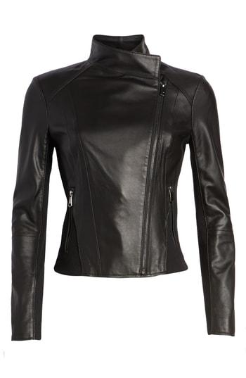 Women's Marc New York By Andrew Marc Felix Stand Collar Leather Jacket