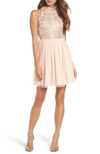 Women's Lace & Beads Wren Beaded Skater Dress - Pink
