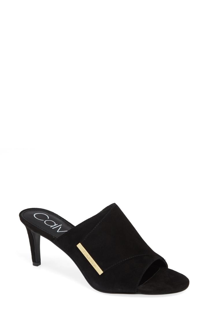 Women's Calvin Klein Carine Genuine Calf Hair Mule M - Black