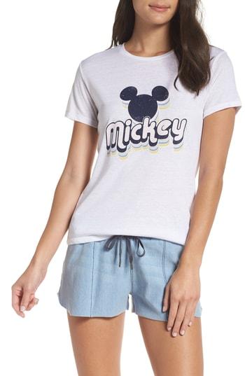 Women's David Lerner '70s Mickey Crew Tee - White