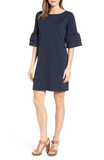 Women's Halogen Ruffle Sleeve Shift Dress - Blue