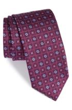 Men's Canali Floral Grid Silk Tie, Size - Purple