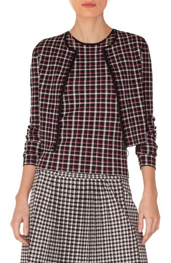 Women's Akris Punto Plaid Cardigan Bolero - Black