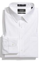 Men's Nordstrom Men's Shop Smartcare(tm) Trim Fit Solid Dress Shirt 34/35 - White