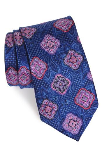 Men's Nordstrom Men's Shop Delpy Medallion Silk Tie, Size - Purple
