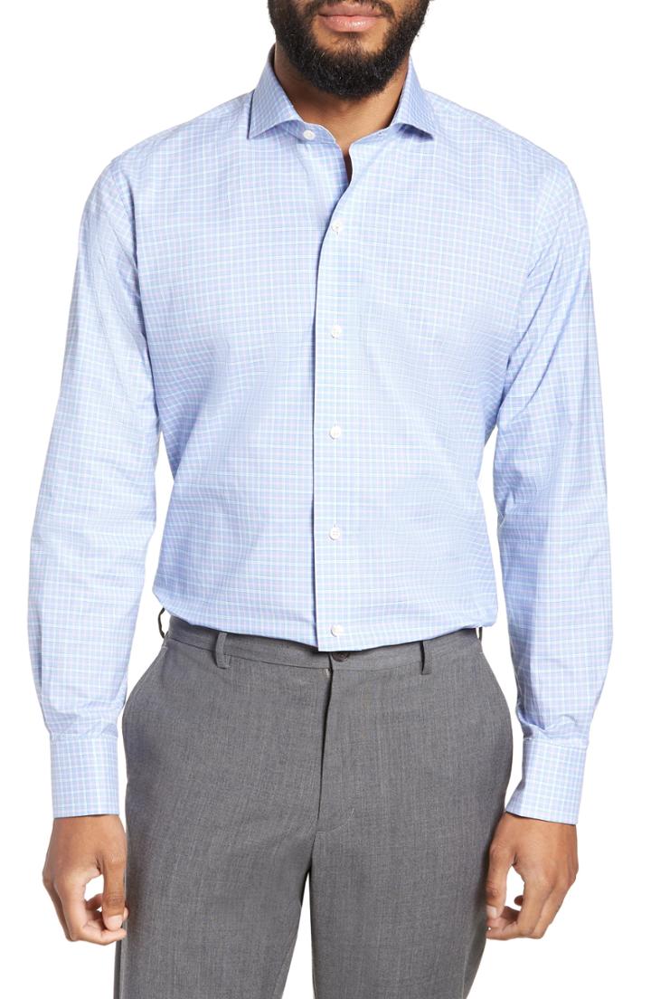 Men's Ledbury Ferris Slim Fit Check Dress Shirt - Blue