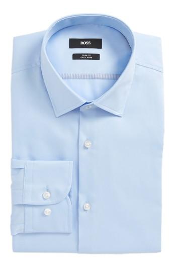 Men's Boss Jerris Slim Fit Easy Iron Solid Dress Shirt - Blue