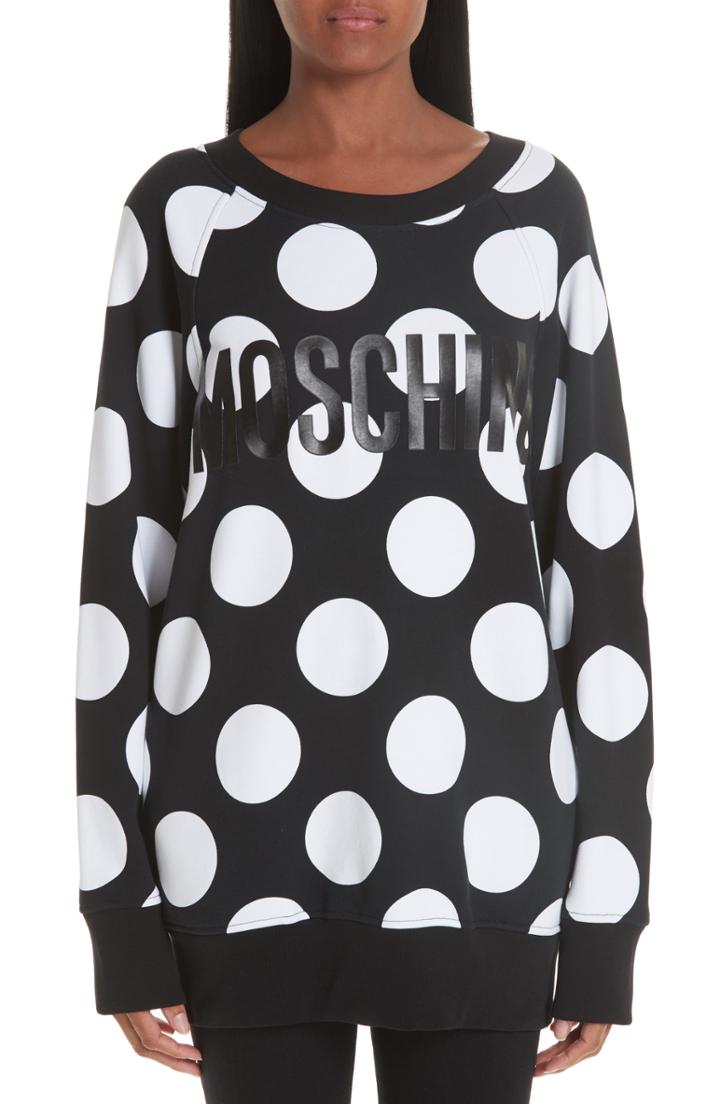 Women's Moschino Polka Dot Print Sweatshirt Us / 36 It - Black