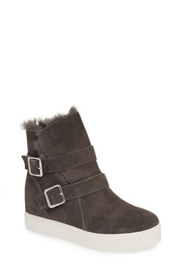 Women's Jslides Wells Faux Fur Trim High Top Sneaker M - Grey