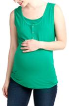 Women's Nom Maternity Snap Placket Maternity/nursing Tank - Green