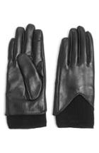 Women's Topshop Rib Knit & Leather Touchscreen Gloves - Black