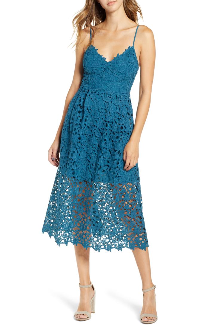 Women's Astr The Label Lace Midi Dress, Size - Blue/green