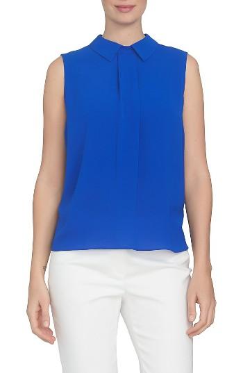 Women's Cece Pleat Front Spread Collar Blouse