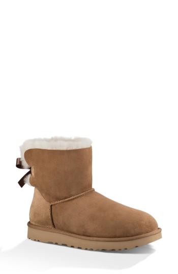 Women's Ugg Mini Bailey Bow Ii Genuine Shearling Bootie M - Brown