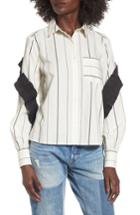 Women's Bp. Grosgrain Ruffle Stripe Shirt, Size - Ivory