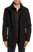 Men's Vince Camuto Classic Wool Blend Car Coat With Inset Bib - Black