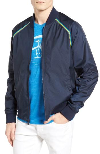 Men's Original Penguin Taped Seam Mesh Bomber Jacket - Blue