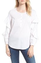 Women's Splendid Ruffle Sleeve Shirt - White