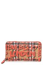 Women's Burberry Graffiti Print Calfskin Leather Zip Around Wallet - Red
