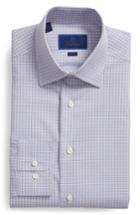 Men's David Donahue Trim Fit Check Dress Shirt .5 - 32/33 - Brown