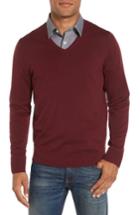Men's Nordstrom Men's Shop V-neck Wool Sweater - Burgundy