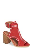 Women's Very Volatile Yankee Embroidered Shield Sandal B - Red