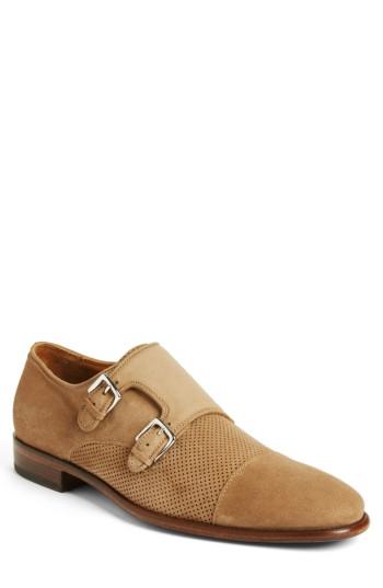 Men's Bruno Magli Wesley Double Monk Strap Shoe M - Beige