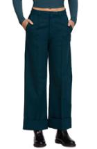 Women's Bdg Urban Outfitters Deep Cuff Wide Leg Trousers - Green