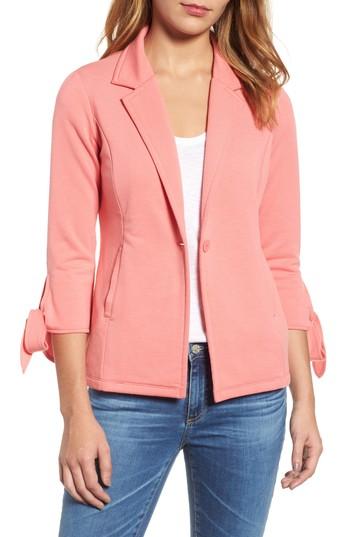 Women's Caslon Tie Sleeve Stretch Knit Blazer - Coral