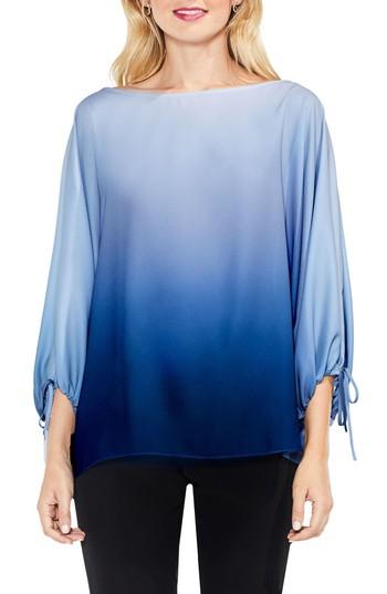 Women's Vince Camuto Echo Ombre Tie Cuff Blouse, Size - Blue