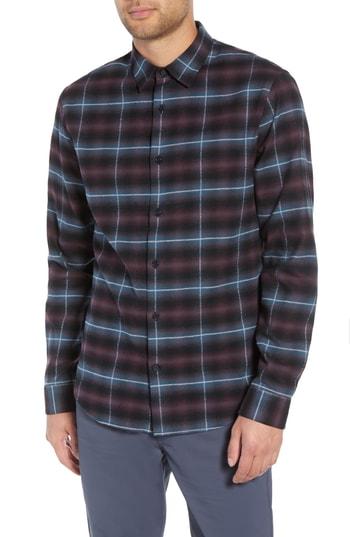 Men's Vince Slim Fit Shadow Plaid Grid Sport Shirt - Red